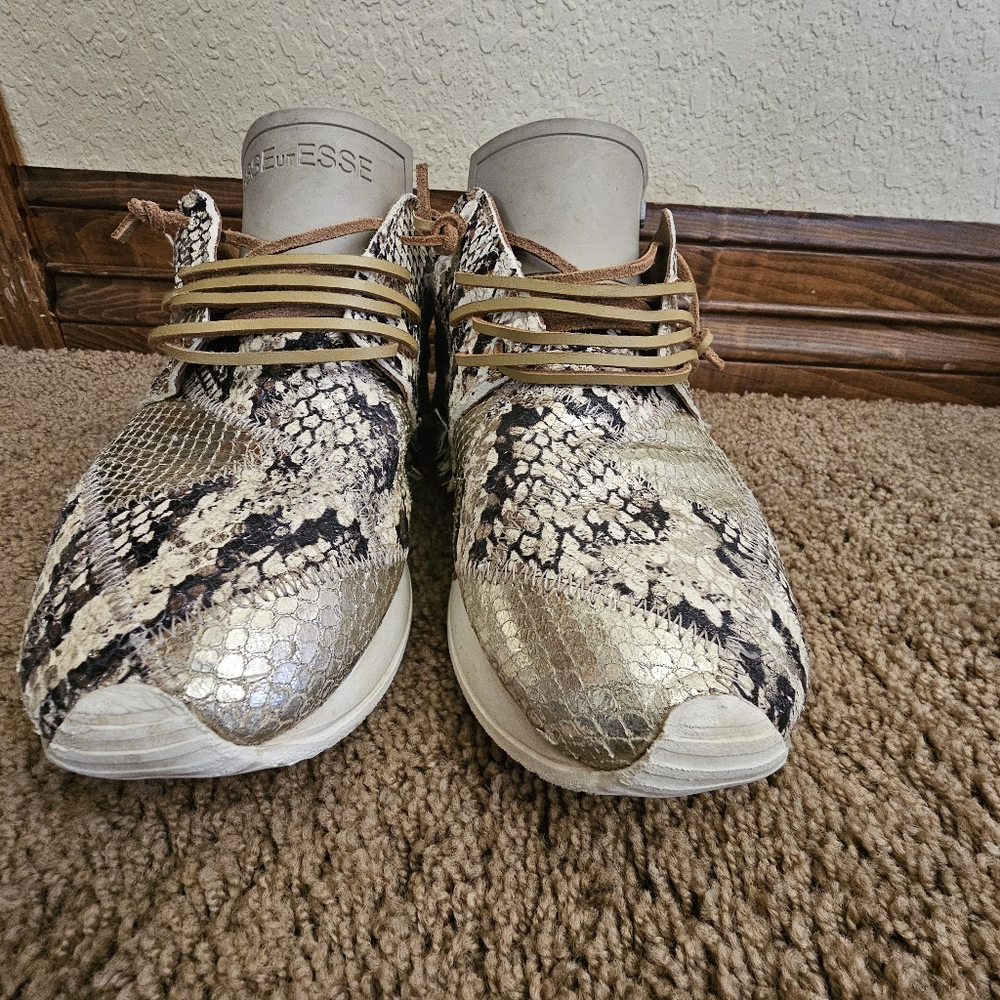 Esseutesse Lamb Leather Python Snake Sneakers Siz… - image 4